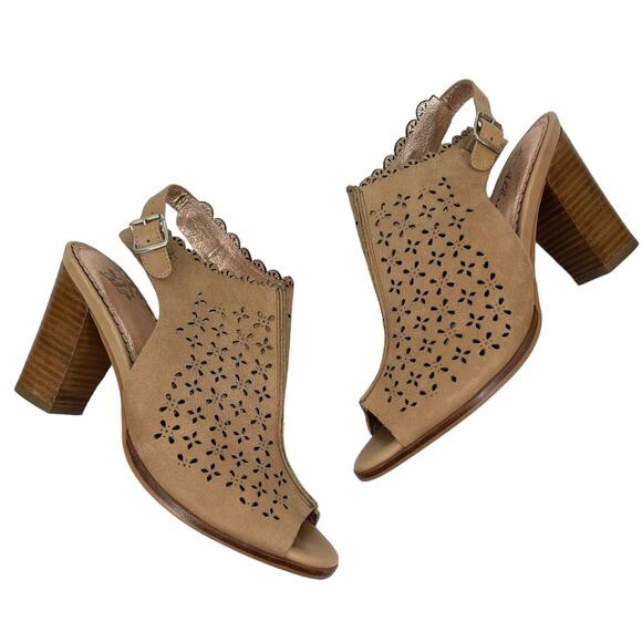 Miss Albright Peep Toe Cutout Sling Back Ankle Boots Brown Size 7M - Picture 5 of 11